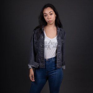 Unisex gray denim jacket - Express
